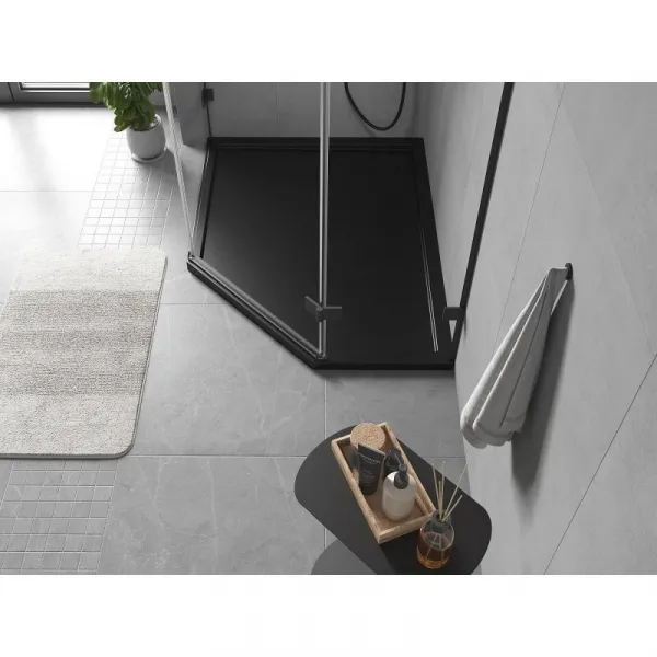 MEXEN - Flow päťboká sprchová vanička slim ľavá 100 x 80, čierna mat 46P708010L