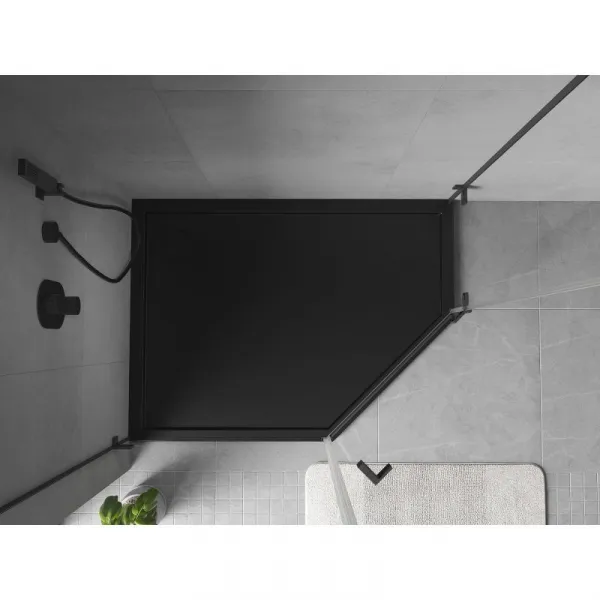MEXEN - Flow päťboká sprchová vanička slim ľavá 100 x 80, čierna mat 46P708010L