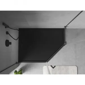 MEXEN - Flow päťboká sprchová vanička slim ľavá 100 x 80, čierna mat 46P708010L