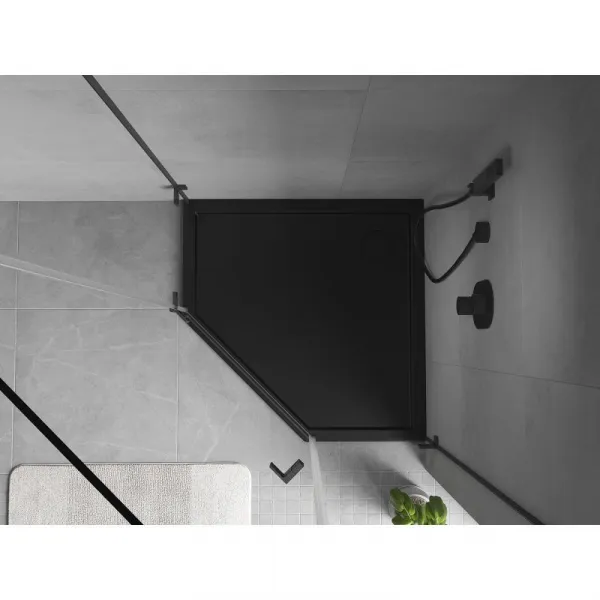 MEXEN - Flow päťboká sprchová vanička slim 100 x 100, čierna mat 46P701010