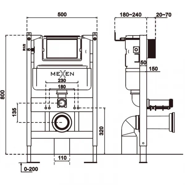 MEXEN - Fenix XS-F konštrukcia pneumatická na WC 61800A