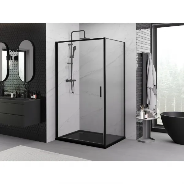 MEXEN/S - Exo sprchovací kút dvere krídlové 90 x 70, transparent, čierna 817-090-070-70-00