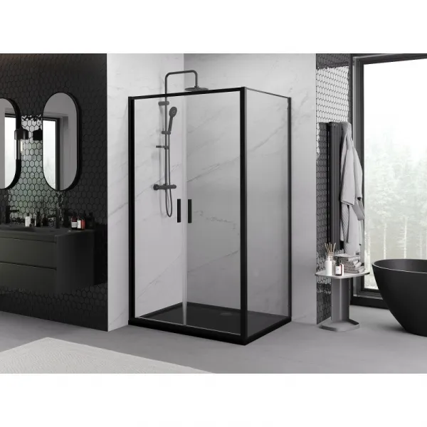 MEXEN/S - Exo sprchovací kút dvere krídlové 100 x 80, transparent, čierna 814-100-080-70-00