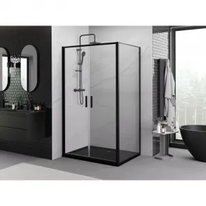 MEXEN/S - Exo sprchovací kút dvere krídlové 100 x 80, transparent, čierna 814-100-080-70-00