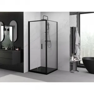 MEXEN/S - Exo sprchovací kút skladacie dvere 100 x 100, transparent, čierna 816-100-100-70-00