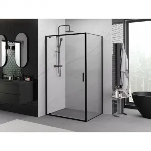 MEXEN/S - Exo sprchovací kút dvere krídlové 85 x 90, transparent, čierna 8181-085-090-70-00