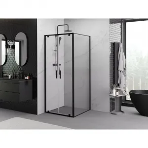 MEXEN/S - Exo sprchovací kút dvere krídlové 80 x 80, transparent, čierna 8182-080-080-70-00