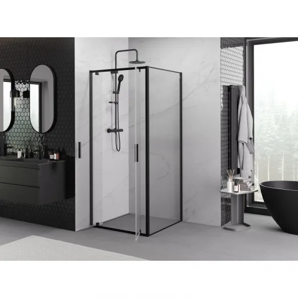 MEXEN/S - Exo sprchovací kút dvere krídlové 80 x 80, transparent, čierna 8182-080-080-70-00