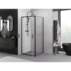 MEXEN/S - Exo sprchovací kút dvere krídlové 80 x 80, transparent, čierna 8182-080-080-70-00