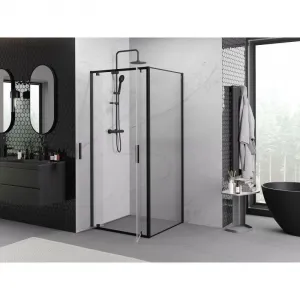 MEXEN/S - Exo sprchovací kút dvere krídlové 100 x 100, transparent, čierna 8182-100-100-70-00