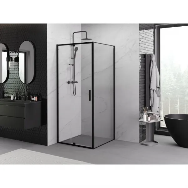 MEXEN/S - Exo sprchovací kút dvere krídlové 100 x 100, transparent, čierna 819-100-100-70-00