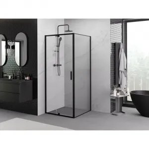 MEXEN/S - Exo sprchovací kút dvere krídlové 100 x 100, transparent, čierna 819-100-100-70-00