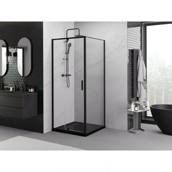 MEXEN/S - Exo sprchovací kút dvere krídlové 100 x 100, transparent, čierna 819-100-100-70-00
