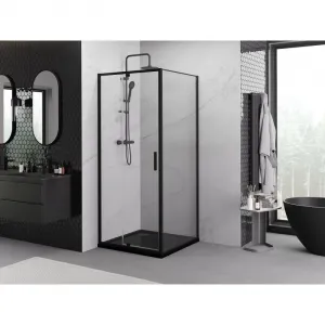 MEXEN/S - Exo sprchovací kút dvere krídlové 100 x 100, transparent, čierna 819-100-100-70-00