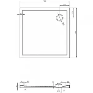 MEXEN - Flow Sprchová vanička štvorcová slim 75 x 75, čierna mat 46S707575