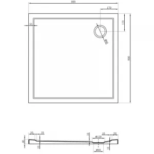 MEXEN - Flow Sprchová vanička štvorcová slim 80 x 80, čierna mat 46S708080