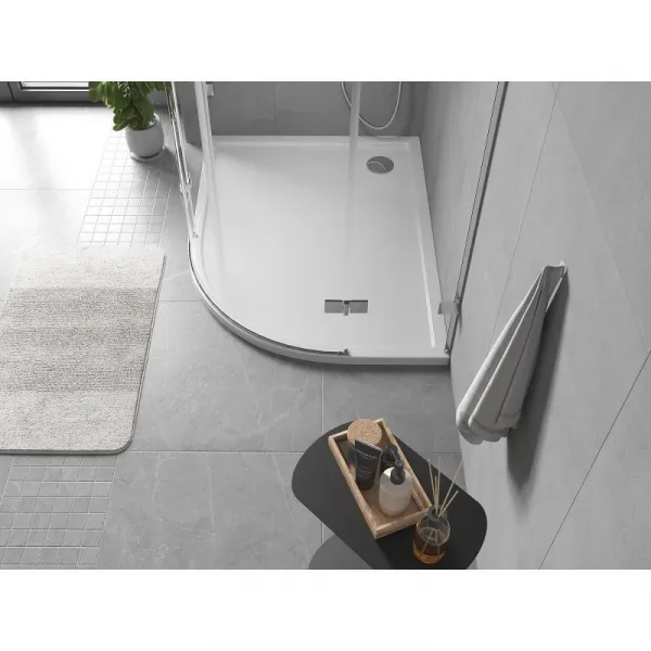 MEXEN - Flow Sprchová vanička štvrťkruh asymetrická slim ľavá 100 x 90, biela lesk 46Q109010L