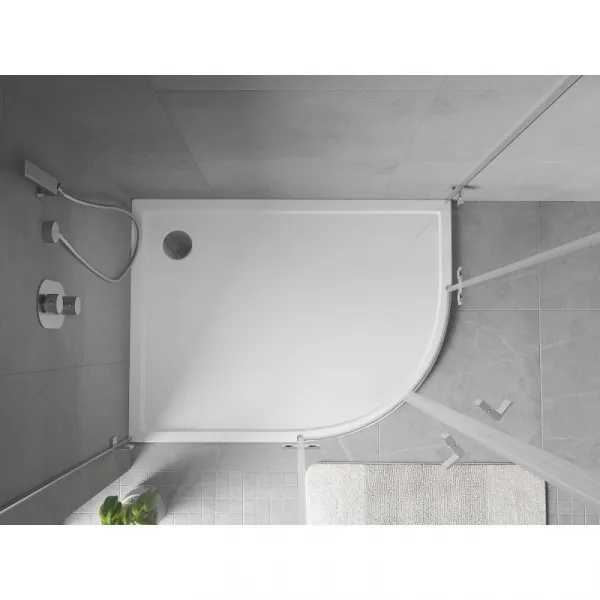 MEXEN - Flow Sprchová vanička štvrťkruh asymetrická slim ľavá 100 x 90, biela lesk 46Q109010L