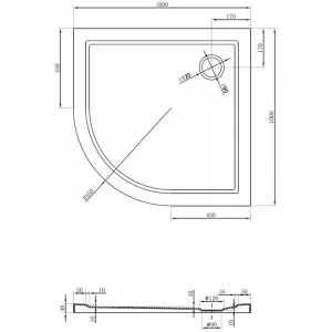 MEXEN - Flow Sprchová vanička štvrťkruh slim 100 x 100, biela lesk 46Q101010