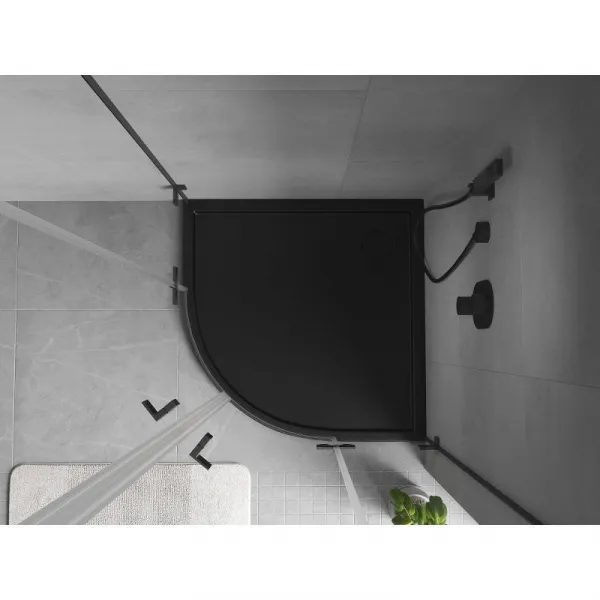 MEXEN - Flow Sprchová vanička štvrťkruh slim 90 x 90, čierna mat 46Q709090