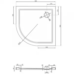 MEXEN - Flow Sprchová vanička štvrťkruh slim 90 x 90, čierna mat 46Q709090