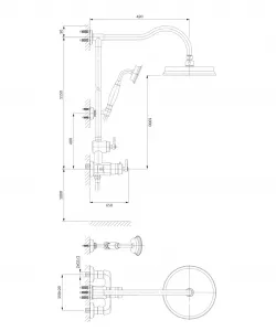 OMNIRES - ARMANCE termostatický sprchový stĺp meď retro /ORB/ AM5244/6ORB