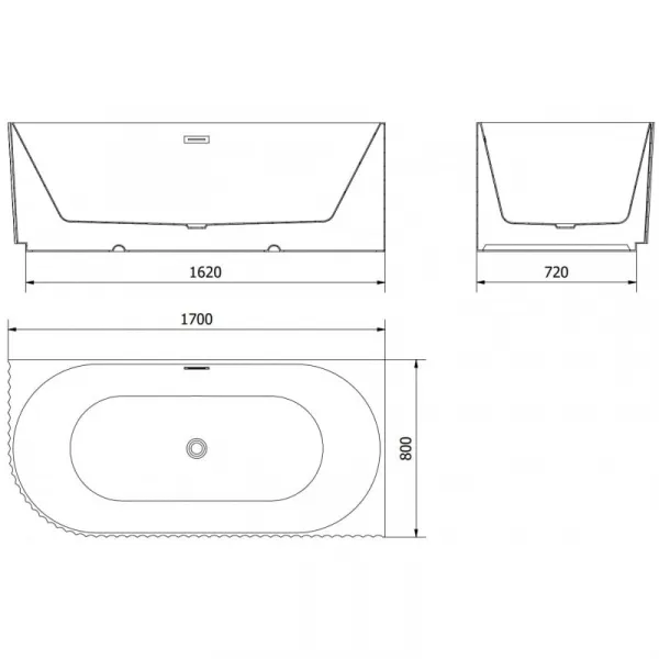Mexen Gia 170 x 80 cm, lesklá, preliv čierny - 52701708000P-70