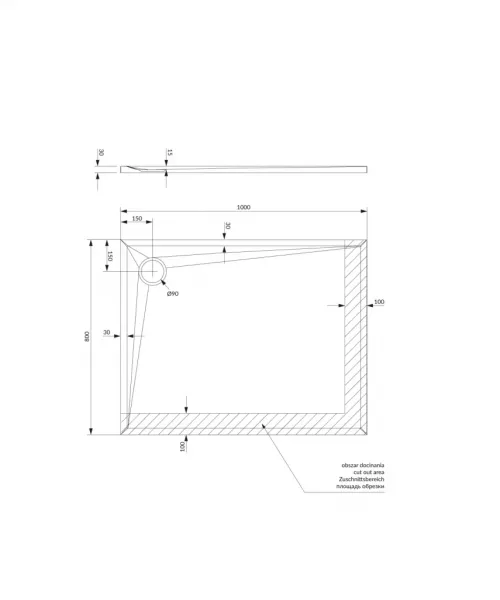 OMNIRES - STONE obdĺžniková sprchová vanička s kamennou štruktúrou, 80 x 100 cm čierna mat /BLM/ STONE80/100BL