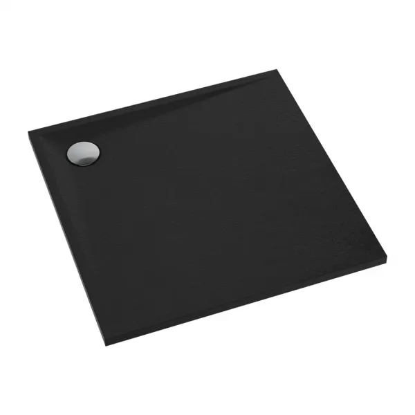 OMNIRES - STONE štvorcová sprchová vanička s kamennou štruktúrou, 80 x 80 cm čierna mat /BLM/ STONE80/KBL