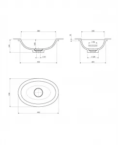 OMNIRES - SHELL M+ umývadlo zapustené do dosky, 38 x 25 cm, matná biela SHELL380UPBM