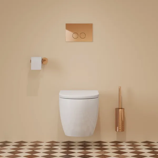 OMNIRES - SET: STRONGFRAME stavebný rám pod omietku s ECO spláchnutím + MINIMAL tlačidlo spláchnutia, meď lesklá STFWCECO1M-RCP