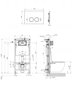 OMNIRES - SET: STRONGFRAME stavebný rám pod omietku s ECO spláchnutím + MINIMAL tlačidlo spláchnutia, meď lesklá STFWCECO1M-RCP