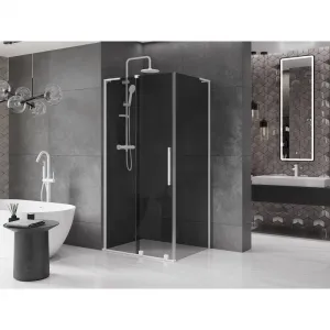 MEXEN/S - Velar L sprchovací kút, posuvné dvere 100 x 70, grafit, biela 871-100-070-43-20