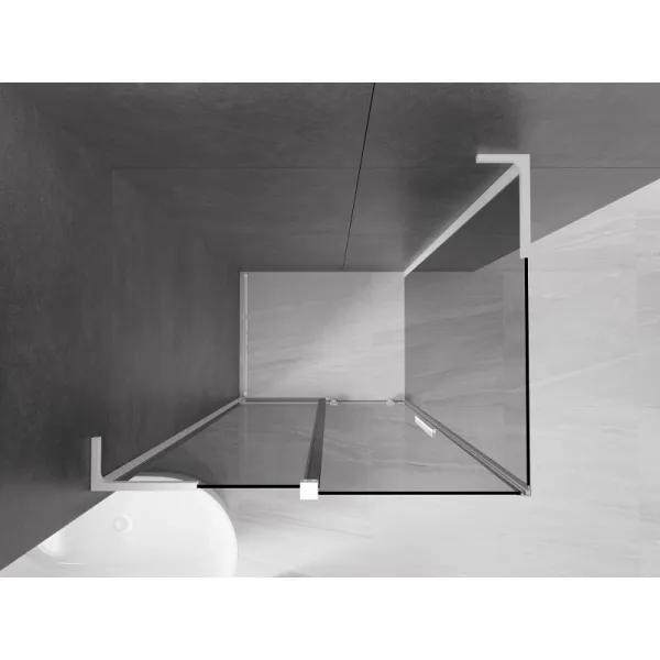 MEXEN/S - Velar L sprchovací kút, posuvné dvere 100 x 80, grafit, biela 871-100-080-43-20