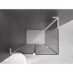 MEXEN/S - Velar L sprchovací kút, posuvné dvere 100 x 80, grafit, biela 871-100-080-43-20