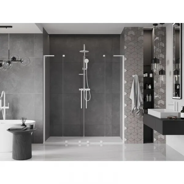 MEXEN/S - Velar L Duo posuvné sprchové dvere 200, transparent, biela 871-200-003-02-20
