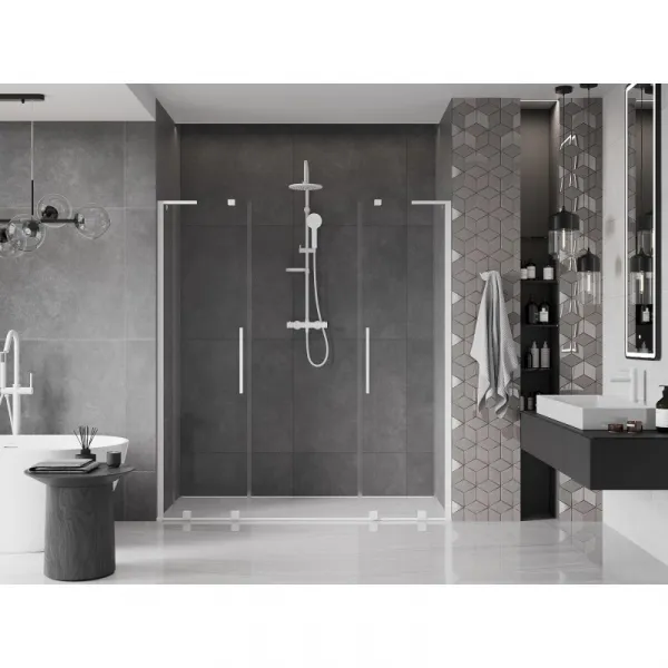 MEXEN/S - Velar L Duo posuvné sprchové dvere 200, transparent, biela 871-200-003-02-20