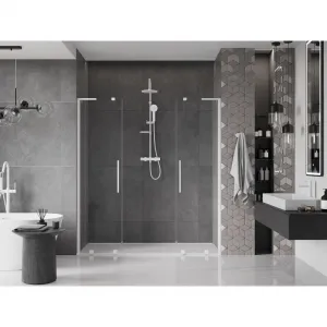 MEXEN/S - Velar L Duo posuvné sprchové dvere 200, transparent, biela 871-200-003-02-20