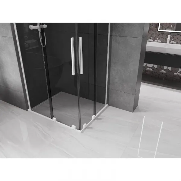 MEXEN/S - Velar L Duo sprchovací kút, posuvné dvere 90 x 80, grafit, biela 871-090-080-02-43-20