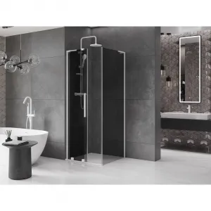 MEXEN/S - Velar L sprchovací kút, posuvné dvere 100 x 100, grafit, biela 871-100-100-43-20