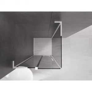 MEXEN/S - Velar L sprchovací kút, posuvné dvere 100 x 100, grafit, biela 871-100-100-43-20