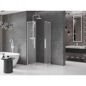 MEXEN/S - Velar L Duo sprchovací kút, posuvné dvere 80 x 80, dekor, biela 871-080-080-02-33-20