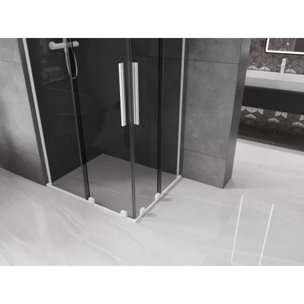 MEXEN/S - Velar L Duo sprchovací kút, posuvné dvere 100 x 90, grafit, biela 871-100-090-02-43-20