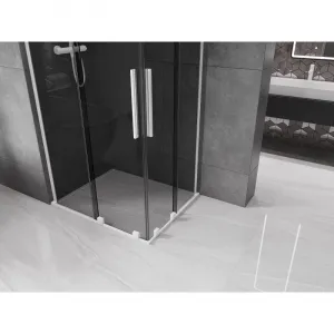 MEXEN/S - Velar L Duo sprchovací kút, posuvné dvere 100 x 90, grafit, biela 871-100-090-02-43-20