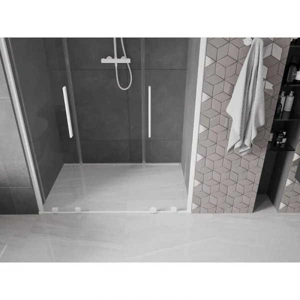 MEXEN/S - Velar L Duo posuvné sprchové dvere 150, transparent, biela 871-150-003-02-20