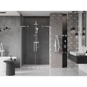 MEXEN/S - Velar L Duo posuvné sprchové dvere 150, transparent, biela 871-150-003-02-20