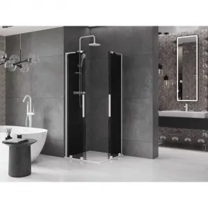 MEXEN/S - Velar L Duo sprchovací kút, posuvné dvere 80 x 80, grafit, biela 871-080-080-02-43-20