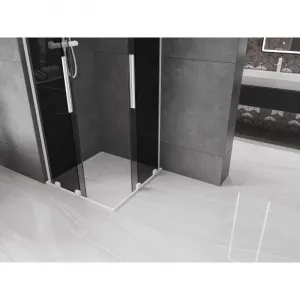 MEXEN/S - Velar L Duo sprchovací kút, posuvné dvere 90 x 90, grafit, biela 871-090-090-02-43-20