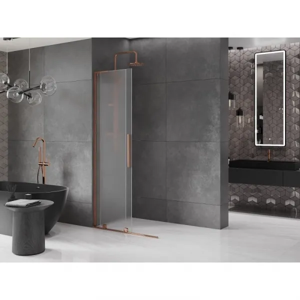 MEXEN/S - Velar L Sprchová zástena posuvná Walk-in 120 x 200, dekor 8 mm, ružové zlato 871-120-003-33-60