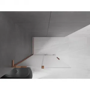 MEXEN/S - Velar L Sprchová zástena posuvná Walk-in 120 x 200, dekor 8 mm, ružové zlato 871-120-003-33-60